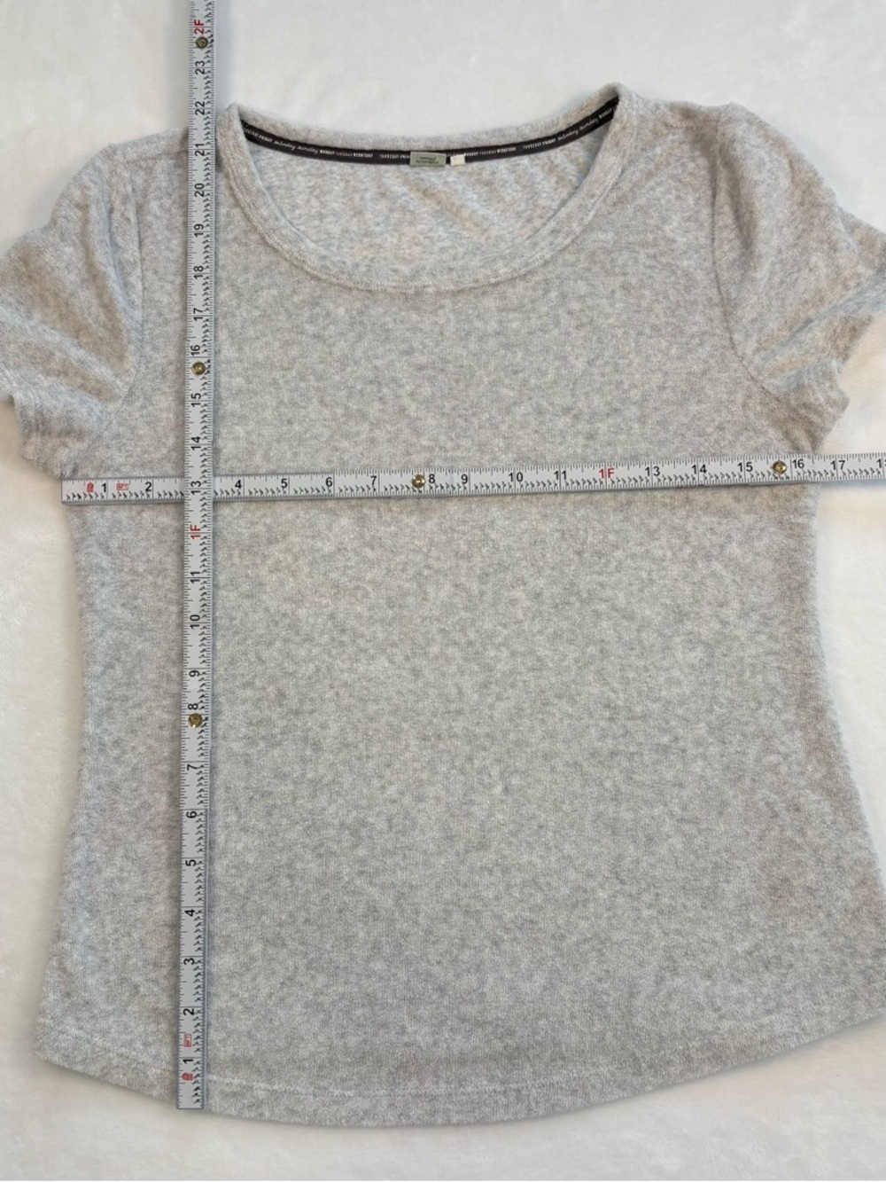 SATURDAY SUNDAY Anthropologie Terry Knit Tee Gray Short Sleeve Soft XS Basics - Picture 8 of 8